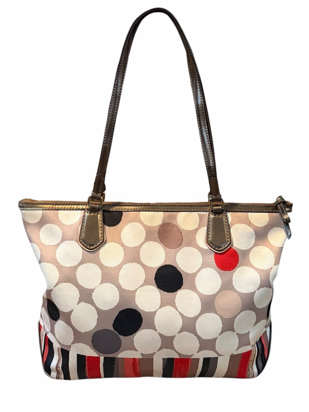 Coach Poppy Watercolor Polka Dot Tote Bag - Picture 2 of 9